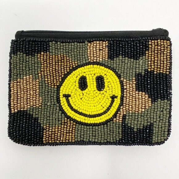 Handbags - Smiley Face Camo Beaded Coin Purse